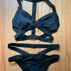 L.A. Hearts Black Cut Out Bikini Size Small